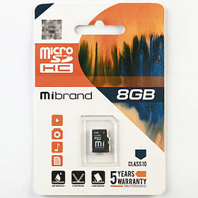 Карта пам'яті MicroSDHC Mibrand 8Gb class 10