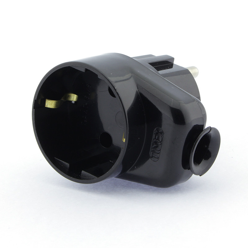 Вилка кутова з розеткою Timex 16А чорна (WT-16U/G-S CZ), фото 1