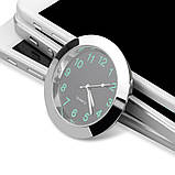 Годинник для авто, кварцовий, кришка неіржавка, чорний флуоресцентний циферблат 3М, фото 4