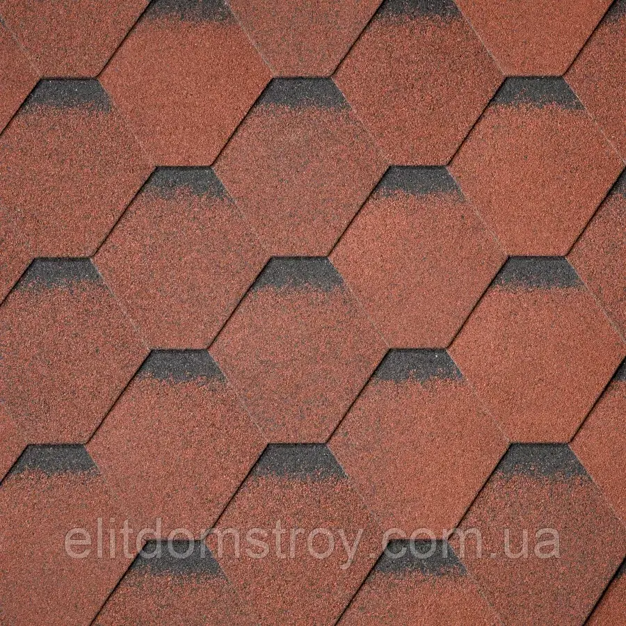 Одношарова бітумна черепиця SUPERGLASS HEX (20) TILE RED ULTRA