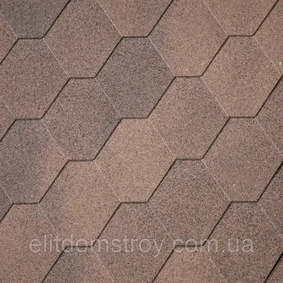 Одношарова бітумна черепиця SUPERGLASS HEX (07) DUAL BROWN
