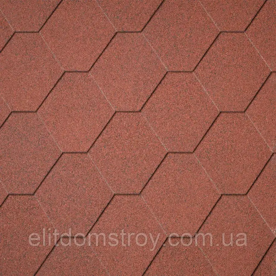 Одношарова бітумна черепиця SUPERGLASS HEX (10) TILE RED