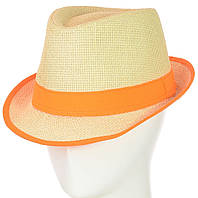 Соломенная шляпа челентанка бежевая мужская женская Оранжевая