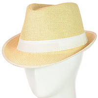 Соломенная шляпа челентанка бежевая мужская женская Белая