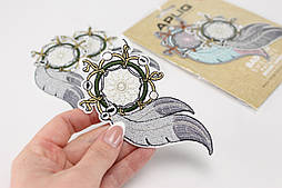 Аплікація для одягу клейова "Ловець снів" сіро-графітового кольору НА-89