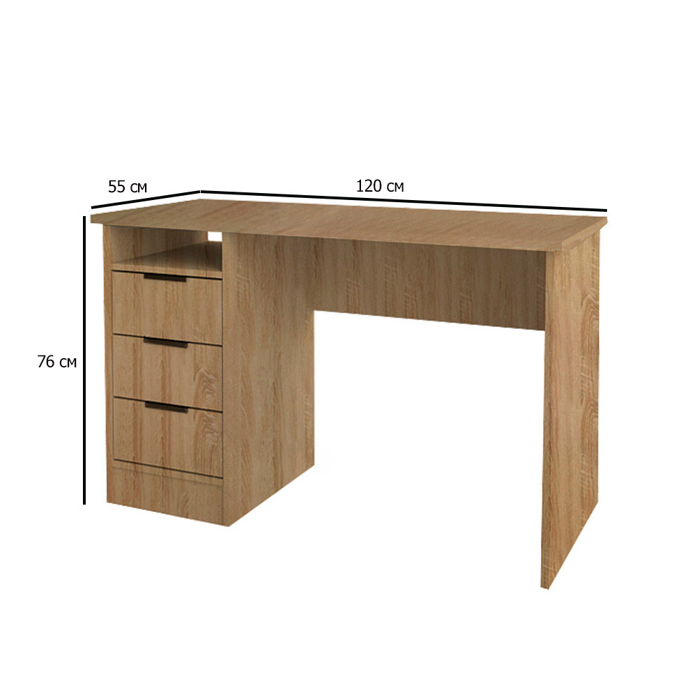 Комп'ютерний стіл для підлітка Сокме Студент 120х55х76 см дуб сонома з ящиками, фото 1