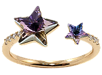 Кольцо Xuping Позолота 18K с кр-ми Swarovski "Две кристальные звезды Paradise Shine" р.18-19