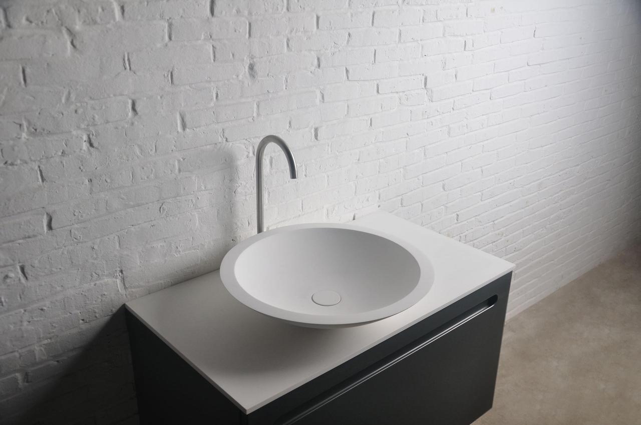 Умивальник 51,5*10,5 см накладної кам'яний круглий Solid surface