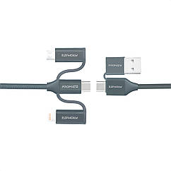 Кабель Promate PentaPower USB-C/USB-А to USB-C/microUSB/Lightning 1.2 м Grey