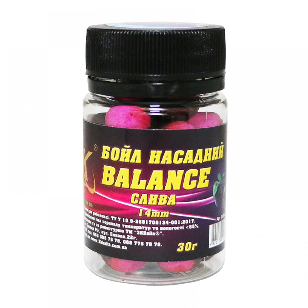 Бойл 3KBaits Balance насадковий слива 14 мм 30 г (3KB1435), фото 1