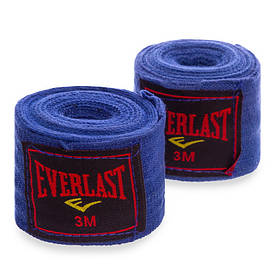 Бінти боксерські Everlast 3м бавовна з еластаном сині