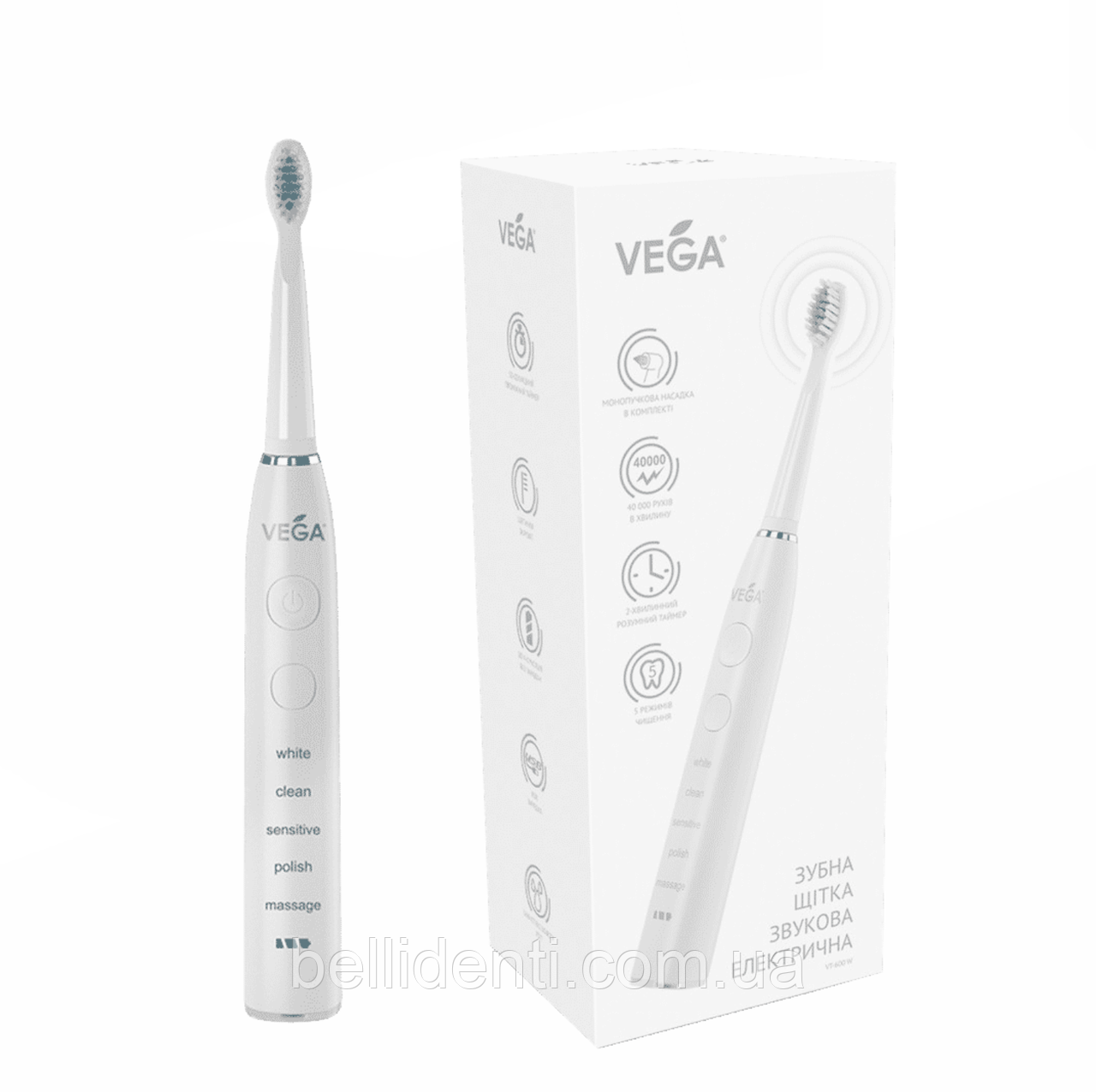 Звукова зубна щітка Vega VT-600 W (біла)