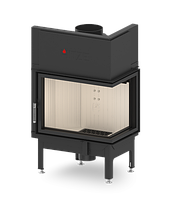 Угловая печная каминная топка на дровах для отопления дома Hitze ALBERO AL11R.H-BDBI + internal bent glass