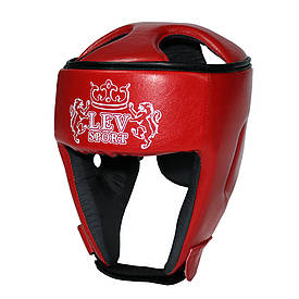 Шолом боксерський для тренувань та змагань Lev шкірозамінник, червоний (р-рS-XL)