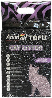 Наполнитель для кошачьего туалета AnimAll Тофу с ароматом лаванды Соевый комкующий 2.6 кг (6 л)