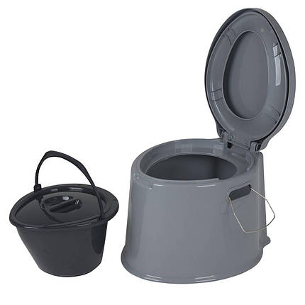 Портативний біотуалет Bo-Camp Portable Toilet 7 Liters Grey | Компактний мобільний туалет для кемпінгу та подорожей, 7 л, фото 1