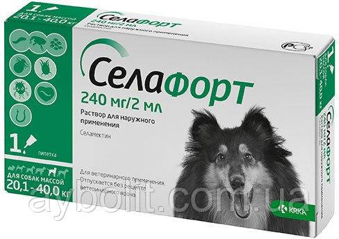 Капли на холку KRKA Селафорт для собак весом 20.1-40 кг 1 пипетка х 2 мл