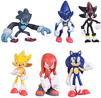 Набор фигурок из игры Ёжик Супер Соник 6в1, 7 см - Sonic the Hedgehog