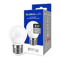 LED-лампа GLOBAL G45 F 5W яскраве світло 220 V E27 AP (1-GBL-142) (NEW)