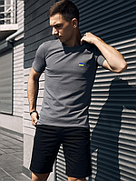 Молодіжна чоловіча футболка з українською символікою для повсякденного носіння з бавовни сіра