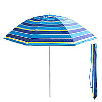 Пляжна парасолька з УФ захистом складана Stenson 1.8 м "Сині смуги" парасоля садова (зонт от солнца)