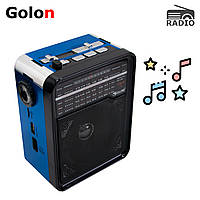 Переносной ФМ радиоприемник Golon RX-9100 FM/AM/SW Синий радио приемник USB+TF (KT)