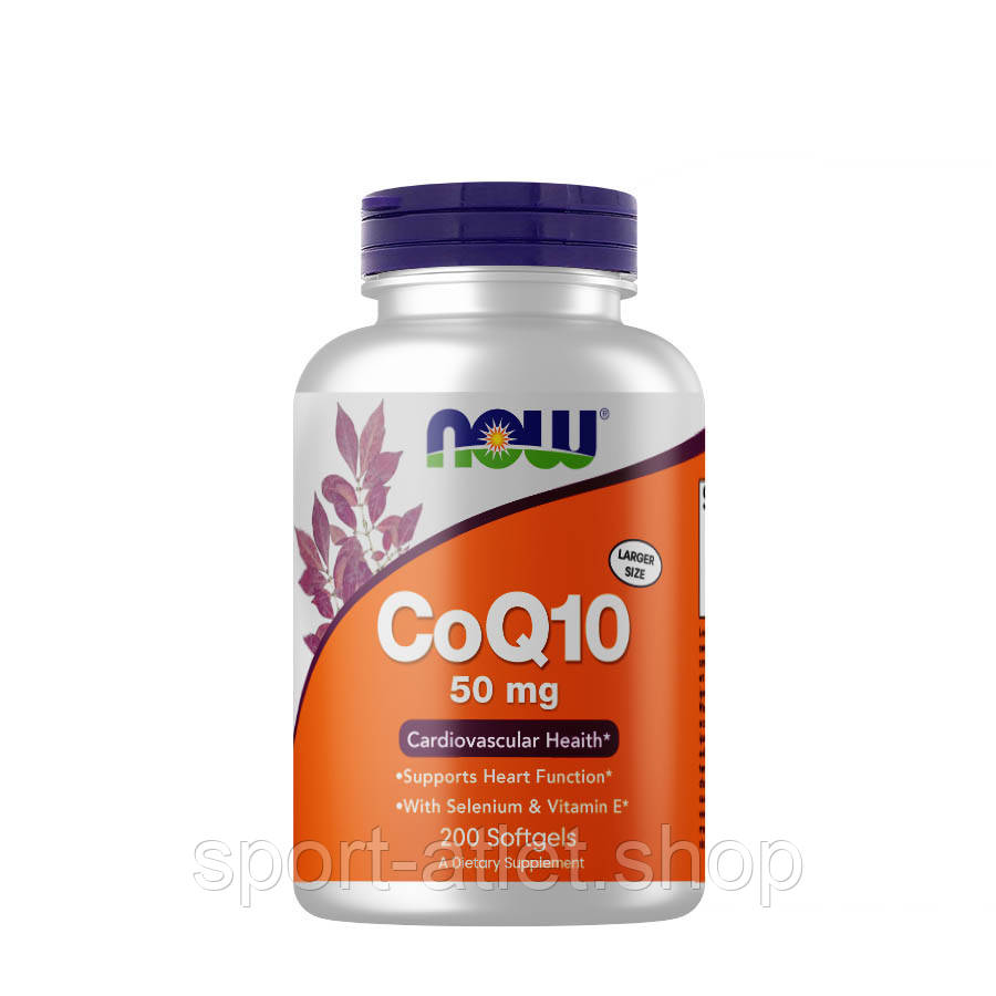 Натуральна добавка NOW CoQ-10 50 mg with Vitamin E, 200 капсул, фото 1