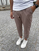 Вільні чоловічі штани коричневі МОМ, Укорочені штани чоловічі коричневого кольору звужені донизу (широкі)