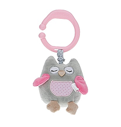 Дитяча підвісна іграшка з вібрацією Сова Софія 21х10 см (сіра з рожевим) BabyOno