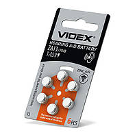 Батарейка повітряно цинкова Videx,  ZA13, PR48, BLISTER 6