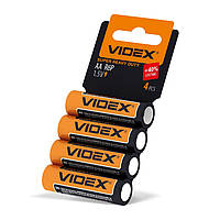 Батарейка сольова Videx, R6P, AA, SHRINK CARD 4шт