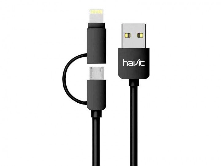 Кабель HAVIT HV-CB610X Micro USB + Lightning 1м, Black, фото 1