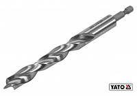 Сверло по дереву YATO: Ø12 x 100/60 мм, хвостовик-HEX 1/4", HSS 4241