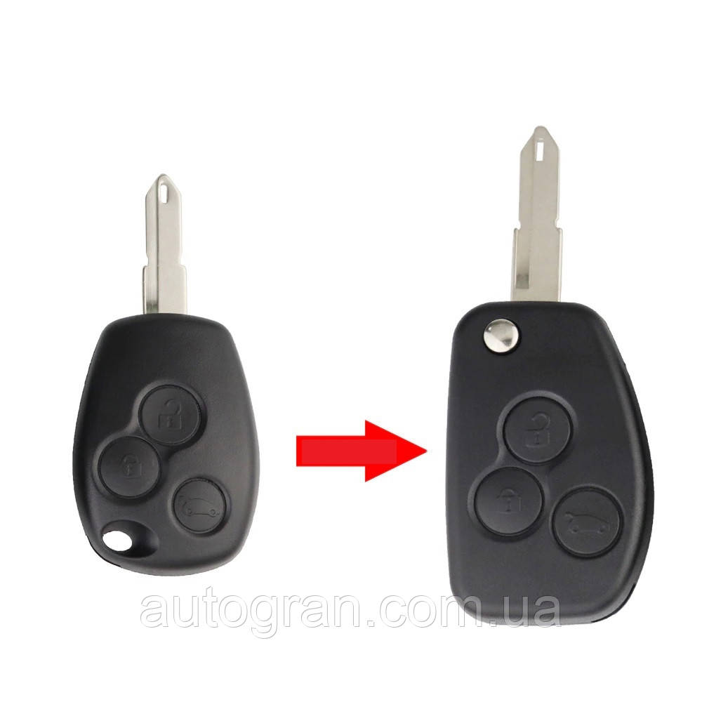 Ключ викидний Renault Dacia Logan Duster Sandero 3 кнопки лезо NE73, фото 1