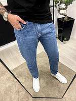 Стильные мужские широкие джинсы Турецкие MOМ синие базовые