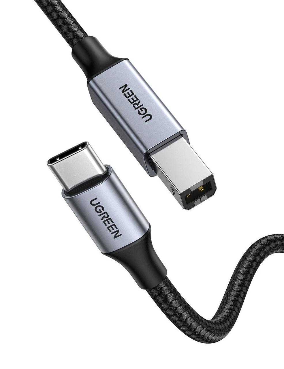 UGREEN USB B до USB C 2м C USB Кабель для Принтера 2,0 Нейлон Плетений C USB до USB B Кабель Для Принтера USB C MIDI Кабель Суміс
