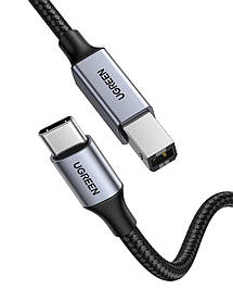 UGREEN USB B до USB C 2м C USB Кабель для Принтера 2,0 Нейлон Плетений C USB до USB B Кабель Для Принтера USB C MIDI Кабель Суміс