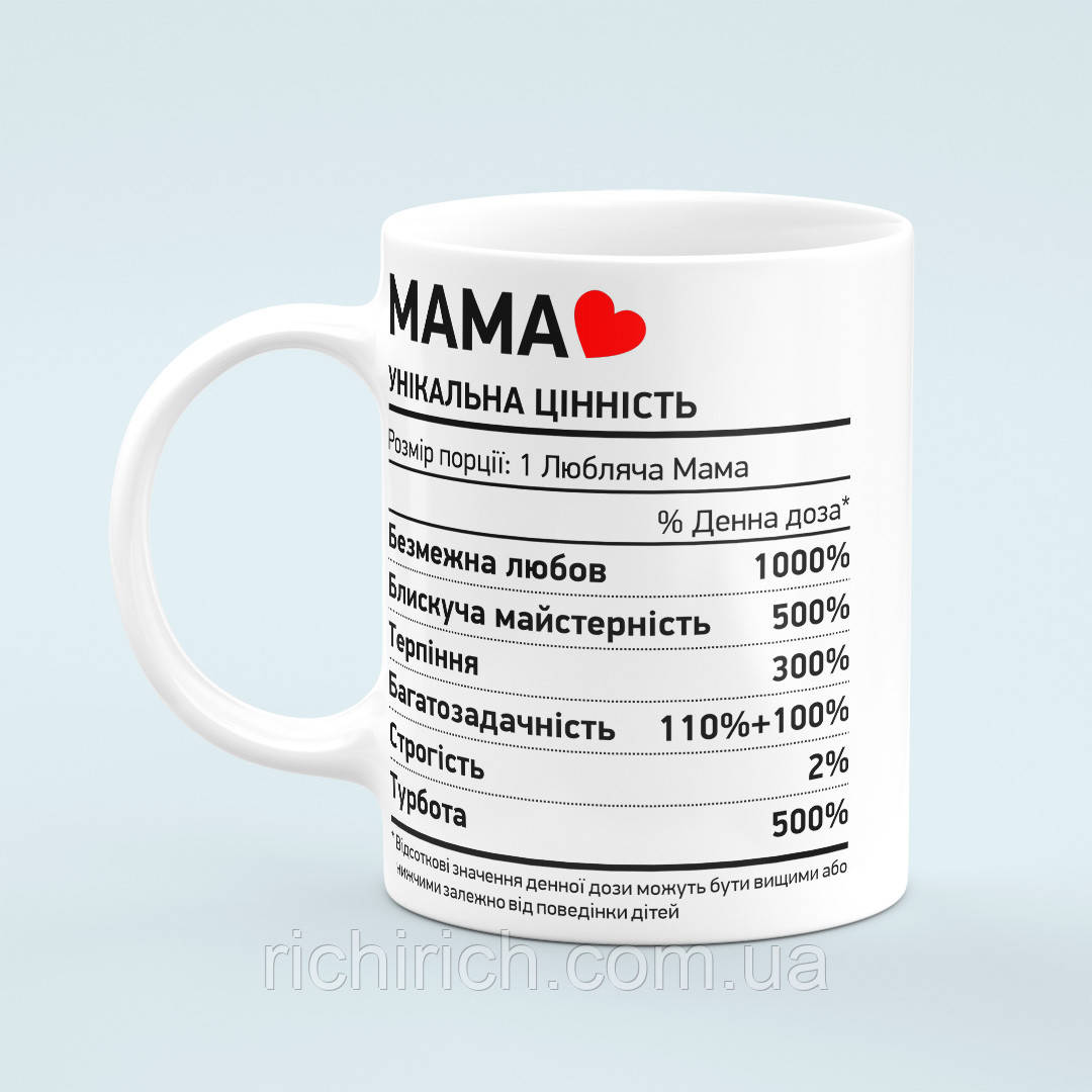 Чашка для мами «Унікальна цінність»