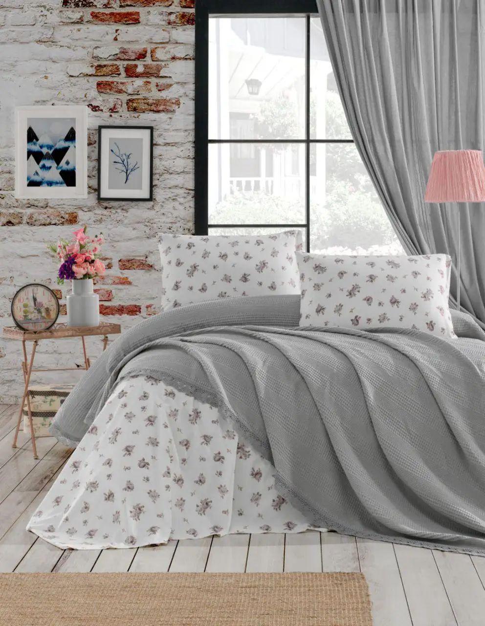 Літній комплект постільної білизни Dantelli Do&Ko Gri Turkey