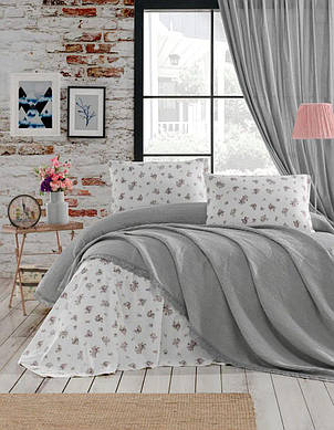Літній комплект постільної білизни Dantelli Do&Ko Gri Turkey, фото 1