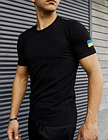 Якісна чоловіча футболка бавовна чорна для повсякденного носіння з українською символікою