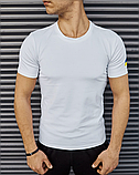 Модна чоловіча патріотична футболка для повсякденного носіння з прапором з бавовни біла, фото 2