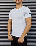 Модна чоловіча патріотична футболка для повсякденного носіння з прапором з бавовни біла, фото 3