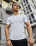 Модна чоловіча патріотична футболка для повсякденного носіння з прапором з бавовни біла, фото 7