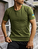 Молодіжна якісна зелена чоловіча футболка з бавовни з прапором для повсякденного носіння, фото 4