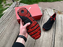 Чоловічі літні кросівки мокасини дихаючі Puma Black Red чорні з червоним, фото 6