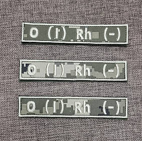 Шеврон "Група крові" 25х130мм, Піксель Україна O (I) Rh (-)