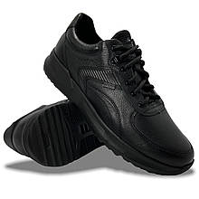 Чоловічі осінні кросівки Clubshoes чорні шкіряні зі шнурівкою осінь/весна демі 218чер