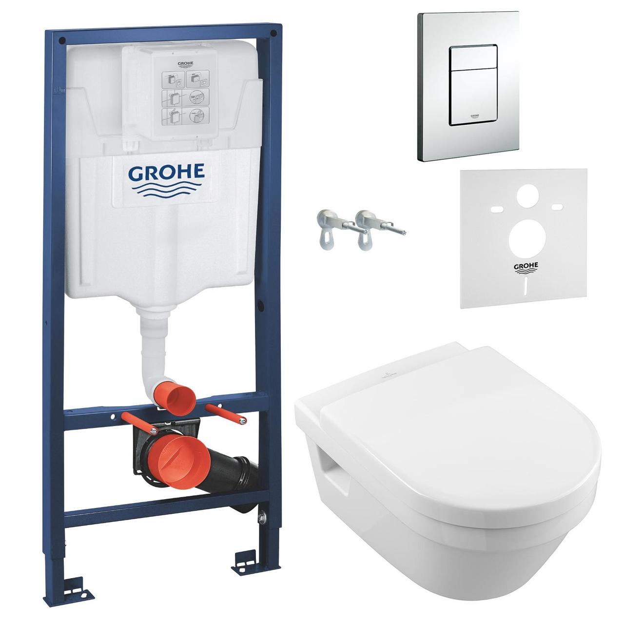 Комплект: ARCHITECTURA Directflush унітаз підвісний 37*53 см у ком із сидінням із функ Slow closing + GROHE інстал