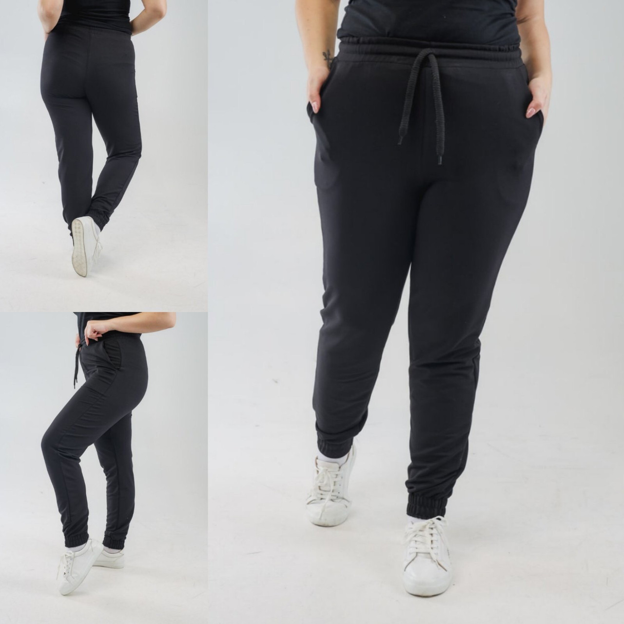 Жіночі спортивні штани двонитка чорні батал XL